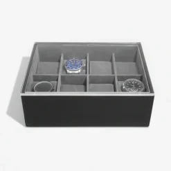 Låda för klockor med displaylock, STACKERS WATCH BOX, 18 x 26 x H 9,5 cm Svart