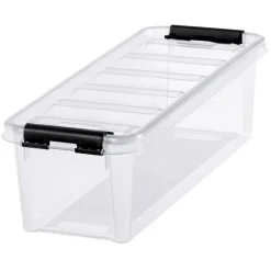 Långsmal förvaringslåda med lock 20L, SmartStore, Klar/svart