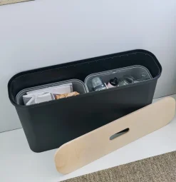 Långsmal återvinningsstation med lock och 2 insatser, SmartStore