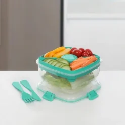Matlåda för sallad med bestick 1,1L, Sistema, Mint