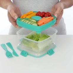 Matlåda för sallad med bestick 1,1L, Sistema, Mint