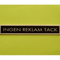 Metallskylt, Ingen reklam tack, Svart