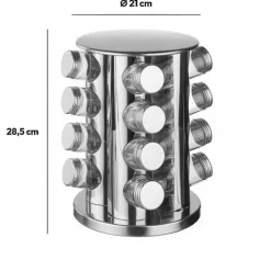 Roterande kryddställ 16 burkar, Metall