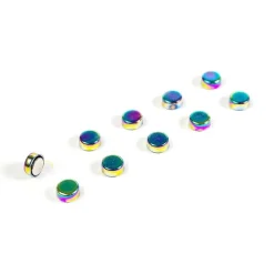 Rund minimagnet 10-pack, Regnbågsmetall