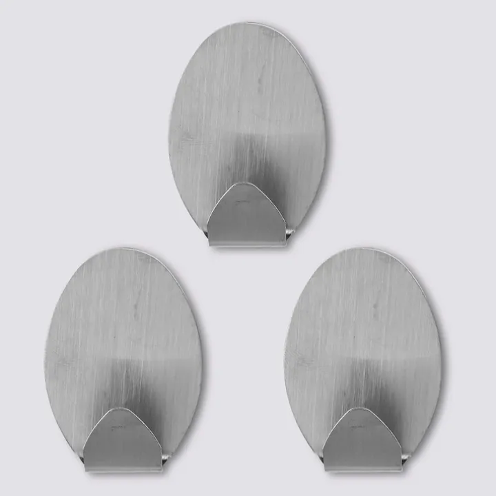 Självhäftande ovalkrok i metall 3-pack