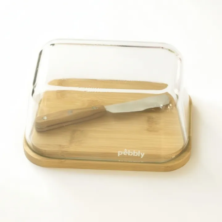 Smörask i bambu med glaslock, Pebbly