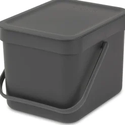 Sophink med lock och handdtag 6L, Brabantia, Mörkgrå