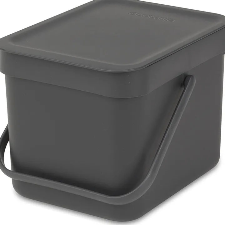 Sophink med lock och handdtag 6L, Brabantia, Mörkgrå