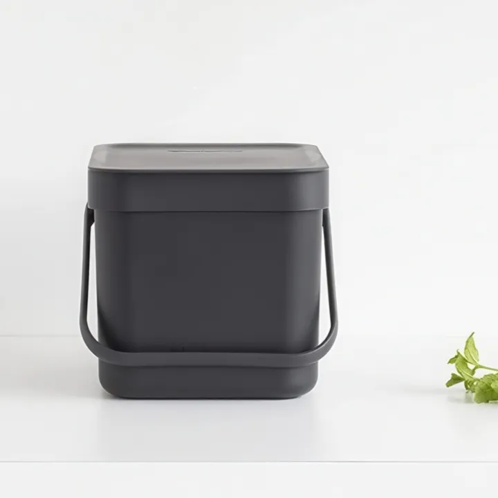 Sophink med lock och handdtag 6L, Brabantia, Mörkgrå