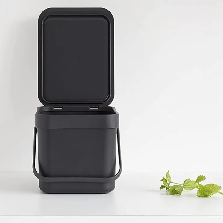 Sophink med lock och handdtag 6L, Brabantia, Mörkgrå