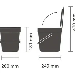 Sophink med lock och handdtag 6L, Brabantia, Mörkgrå
