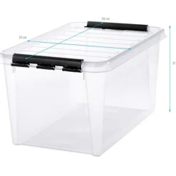Stor förvaringslåda med lock i återvunnen plast 46L, SmartStore, Svart
