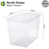 Stor förvaringslåda med lock i återvunnen plast 66L, SmartStore, Svart