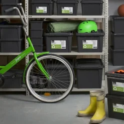 Stor förvaringslåda med lock i återvunnen plast 66L, SmartStore, Svart