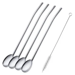 Sugrör med sked 4-pack