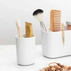 Tandborstmugg med avdelare, Brabantia, Vit