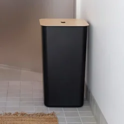 Tvättkorg med trälock 53L, SmartStore