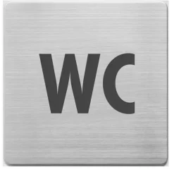 WC skylt i rostfritt stål, 9x9cm