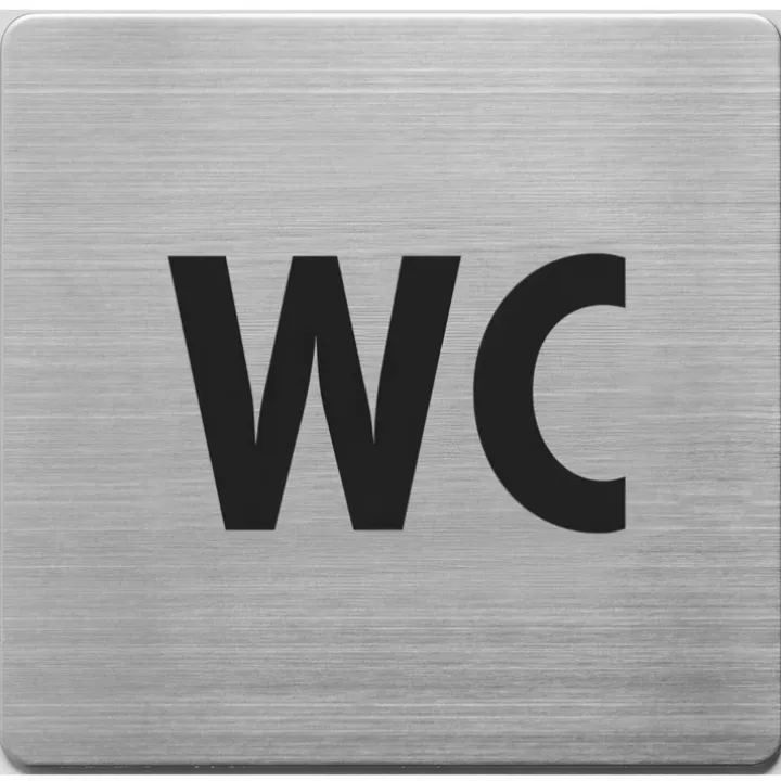 WC skylt i rostfritt stål, 9x9cm